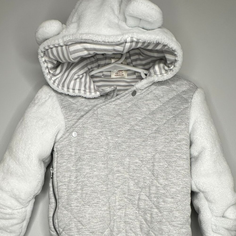 Quilted Gray Super Soft Baby Bunting Warm Bodysuit First Wish 9-12 mo